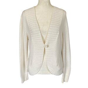 New York & Company women's medium ivory cream soft long sleeve stretchy cardigan